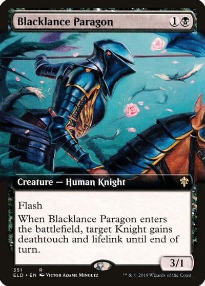 Blacklance Paragon Extended Art Throne of Eldraine Magic card