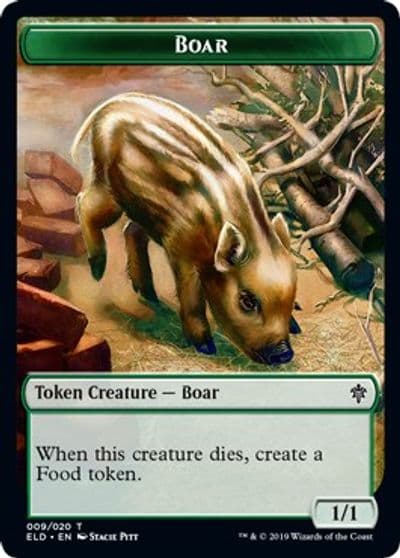 Boar Food 018 Double Sided Token Throne of Eldraine Magic card