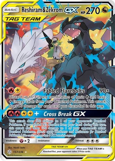 Reshiram & Zekrom GX SM - Cosmic Eclipse Pokemon card