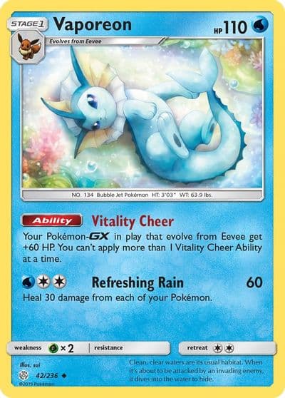 Vaporeon SM - Cosmic Eclipse Pokemon card
