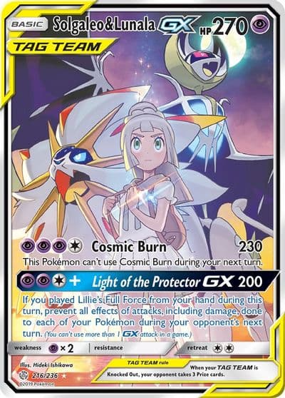 Solgaleo & Lunala GX (Full Art) SM - Cosmic Eclipse Pokemon card