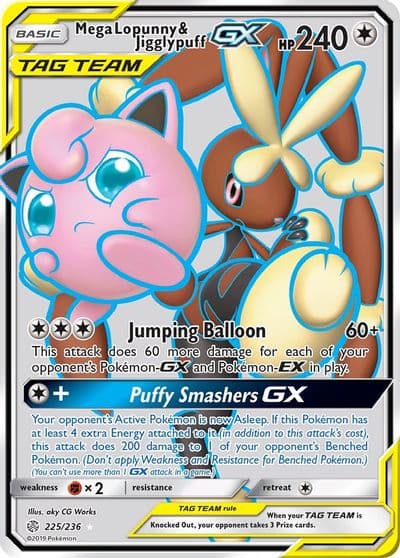 Mega Lopunny & Jigglypuff GX (Full Art) SM - Cosmic Eclipse Pokemon card