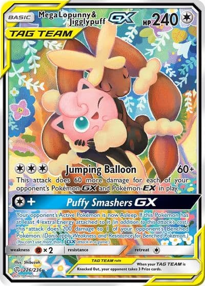Mega Lopunny & Jigglypuff GX (Alternate Full Art) SM - Cosmic Eclipse Pokemon card