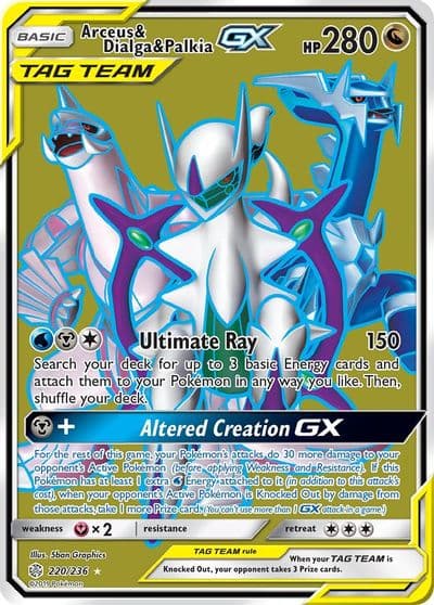 Arceus & Dialga & Palkia GX (Full Art) SM - Cosmic Eclipse Pokemon card