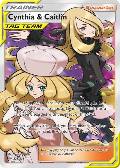 Cynthia & Caitlin (Full Art) SM - Cosmic Eclipse Pokemon card