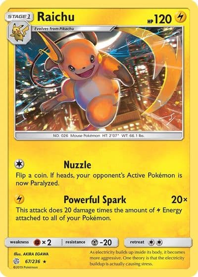Raichu SM - Cosmic Eclipse Pokemon card
