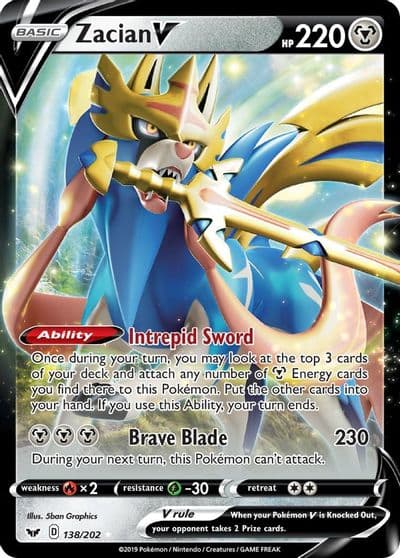 Zacian V SWSH01: Sword & Shield Base Set Pokemon card