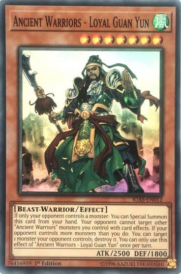 Ancient Warriors Loyal Guan Yun Ignition Assault Yu-Gi-Oh! card