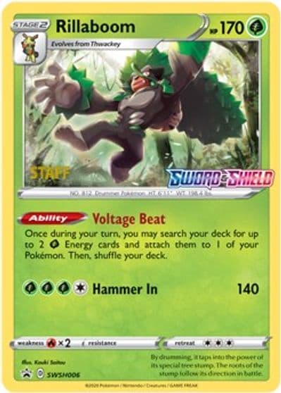 Rillaboom - SWSH006 (Prerelease) [Staff] SWSH: Sword & Shield Promo Cards Pokemon card