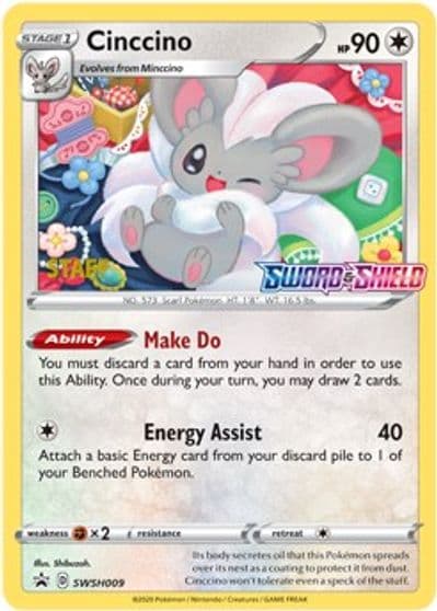 Cinccino - SWSH009 (Prerelease) [Staff] SWSH: Sword & Shield Promo Cards Pokemon card