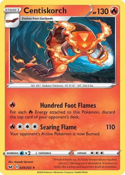 Centiskorch SWSH01: Sword & Shield Base Set Pokemon card