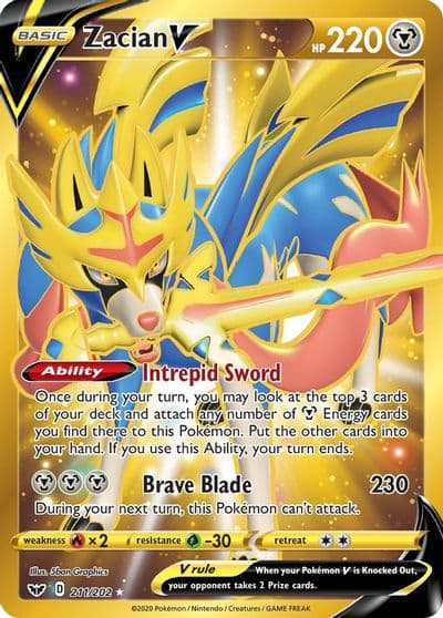 Zacian V (Secret) SWSH01: Sword & Shield Base Set Pokemon card