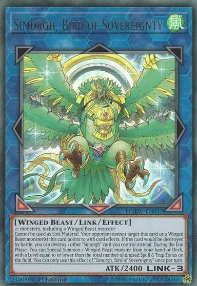 Simorgh Bird of Sovereignty Duel Overload Yu-Gi-Oh! card