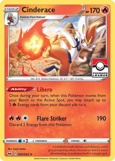 Cinderace (Pokemon League) League & Championship Cards Pokemon card