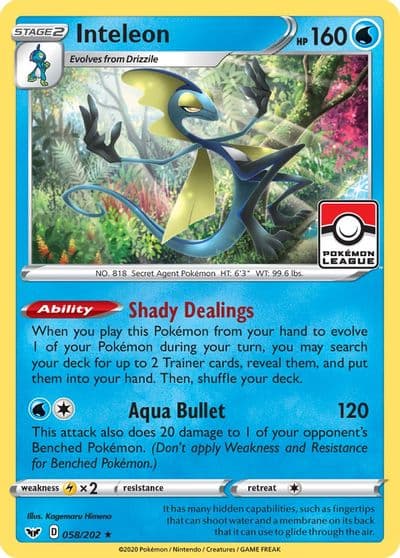 Inteleon (Pokemon League) League & Championship Cards Pokemon card