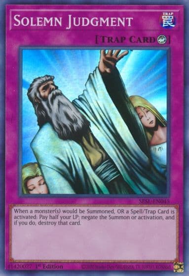 Solemn Judgment Secret Slayers Yu-Gi-Oh! card
