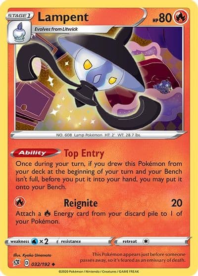 Lampent SWSH02: Rebel Clash Pokemon card