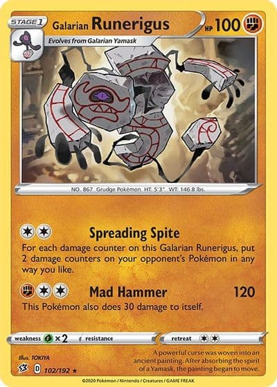 Galarian Runerigus SWSH02: Rebel Clash Pokemon card