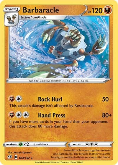 Barbaracle SWSH02: Rebel Clash Pokemon card