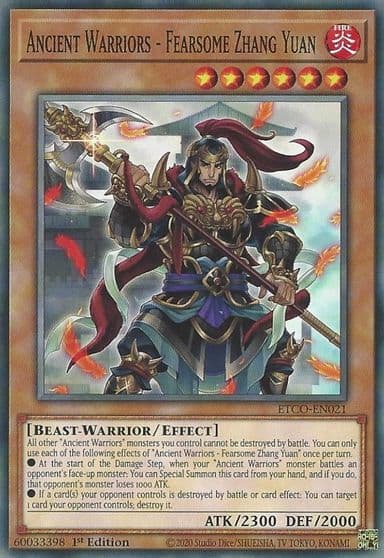 Ancient Warriors Fearsome Zhang Yuan Eternity Code Yu-Gi-Oh! card