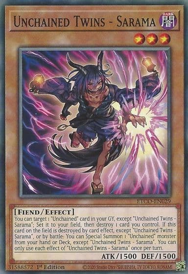 Unchained Twins Sarama Eternity Code Yu-Gi-Oh! card