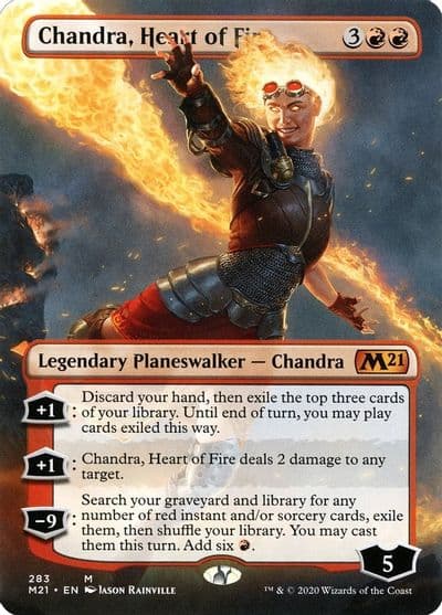 Chandra Heart of Fire Borderless Core Set 2021 Magic card