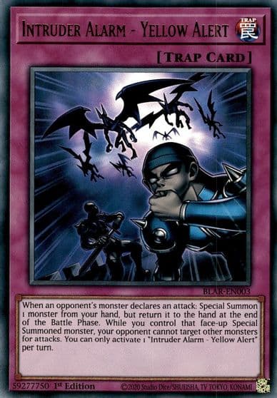 Intruder Alarm Yellow Alert Battles of Legend: Armageddon Yu-Gi-Oh! card