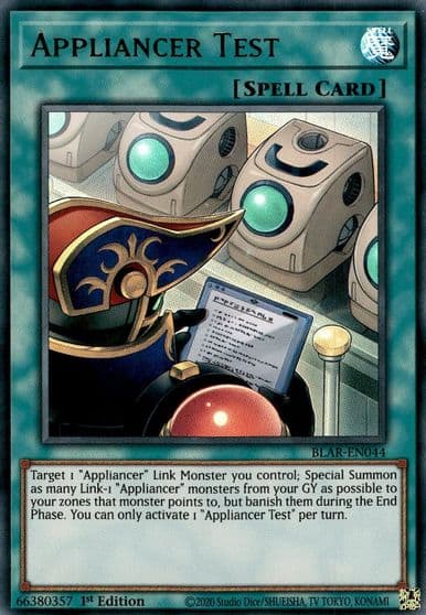 Appliancer Test Battles of Legend: Armageddon Yu-Gi-Oh! card