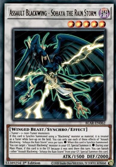 Assault Blackwing Sohaya the Rain Storm Battles of Legend: Armageddon Yu-Gi-Oh! card