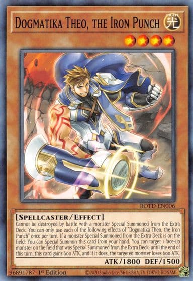 Dogmatika Theo the Iron Punch Rise of the Duelist Yu-Gi-Oh! card