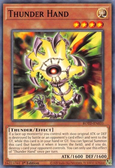 Thunder Hand Rise of the Duelist Yu-Gi-Oh! card