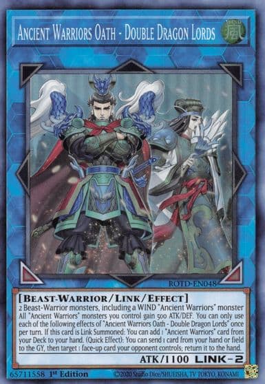 Ancient Warriors Oath Double Dragon Lords Rise of the Duelist Yu-Gi-Oh! card