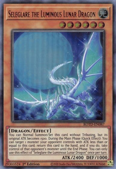 Seleglare the Luminous Lunar Dragon Rise of the Duelist Yu-Gi-Oh! card