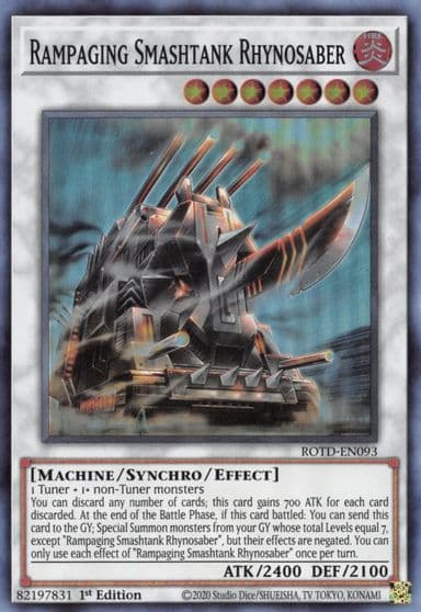 Rampaging Smashtank Rhynosaber Rise of the Duelist Yu-Gi-Oh! card
