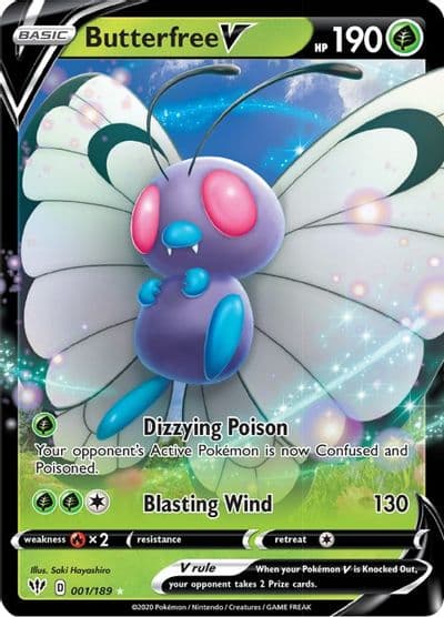 Butterfree V SWSH03: Darkness Ablaze Pokemon card