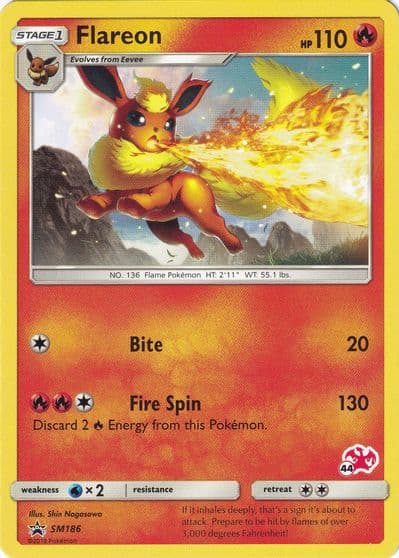 Flareon - SM186 (#44 Charizard Stamped) Battle Academy Pokemon card