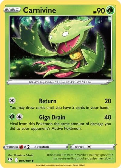 Carnivine SWSH03: Darkness Ablaze Pokemon card