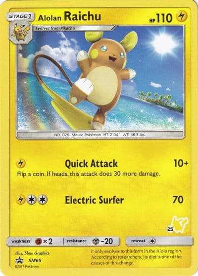 Alolan Raichu - SM65 (#25 Pikachu Stamped) Battle Academy Pokemon card