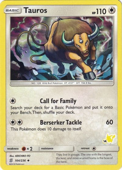 Tauros (#14 Pikachu Stamped) Battle Academy Pokemon card