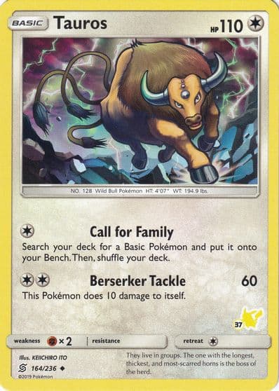 Tauros (#37 Pikachu Stamped) Battle Academy Pokemon card