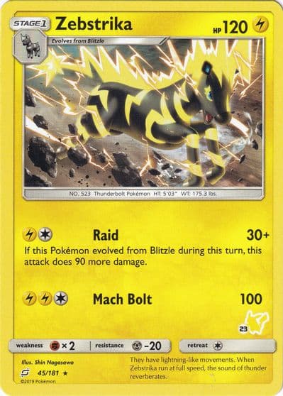 Zebstrika (#23 Pikachu Stamped) Battle Academy Pokemon card