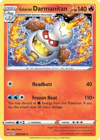 Galarian Darmanitan (28) SWSH03: Darkness Ablaze Pokemon card