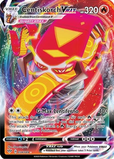 Centiskorch VMAX SWSH03: Darkness Ablaze Pokemon card