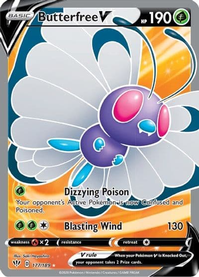 Butterfree V (Full Art) SWSH03: Darkness Ablaze Pokemon card