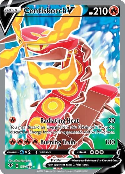 Centiskorch V (Full Art) SWSH03: Darkness Ablaze Pokemon card