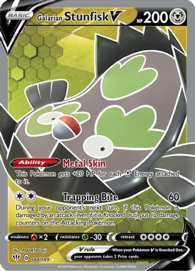 Galarian Stunfisk V (Full Art) SWSH03: Darkness Ablaze Pokemon card