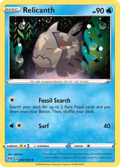 Relicanth SWSH03: Darkness Ablaze Pokemon card