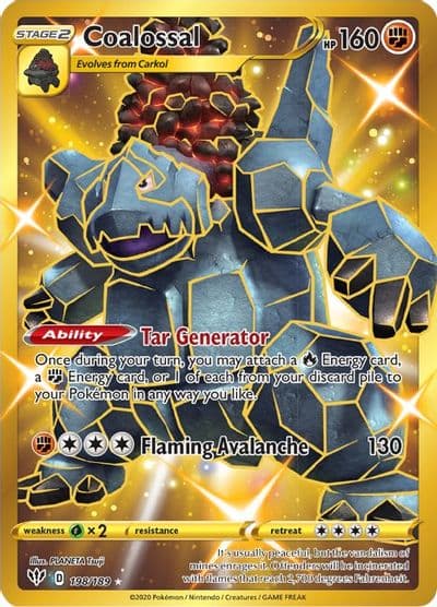 Coalossal (Secret) SWSH03: Darkness Ablaze Pokemon card