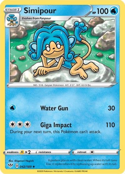Simipour SWSH03: Darkness Ablaze Pokemon card