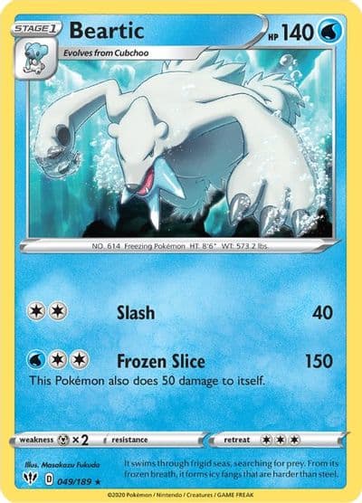 Beartic SWSH03: Darkness Ablaze Pokemon card